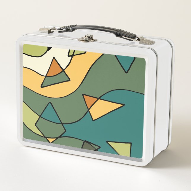 Hand drawn abstract vintage design   metal lunch box (Front)