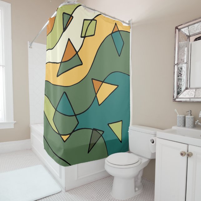Hand drawn abstract vintage design    shower curtain (In Situ)