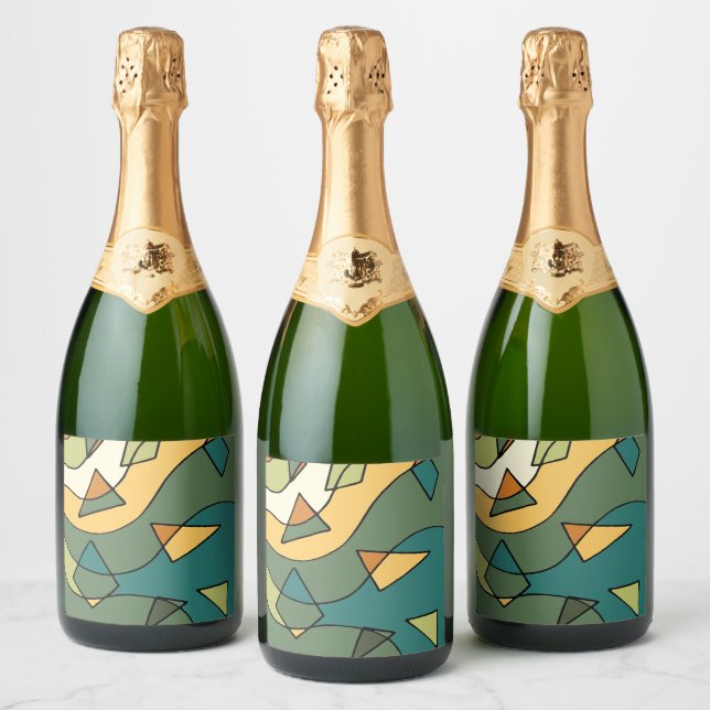 Hand drawn abstract vintage design    sparkling wine label (Bottles)