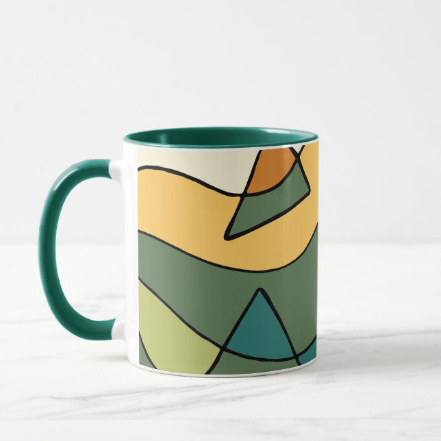 Hand drawn abstract vintage design tote bag mug (Left)