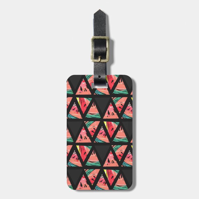 Hand Drawn Abstract Watermelon Pattern Luggage Tag (Front Vertical)