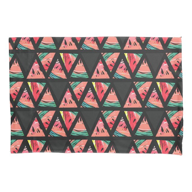Hand Drawn Abstract Watermelon Pattern Pillowcase (Front-Left)