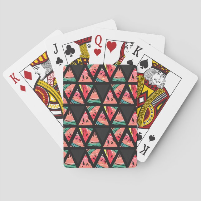 Hand Drawn Abstract Watermelon Pattern Playing Cards (Back)