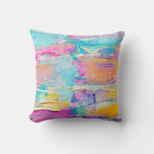 Hand drawn acrylic painting. Abstract art backgrou Cushion