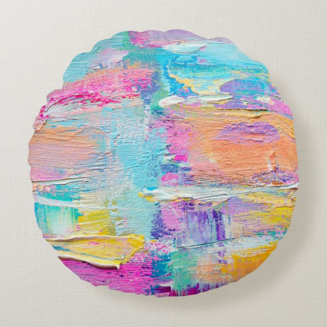 Hand drawn acrylic painting. Abstract art backgrou Round Cushion (Front)
