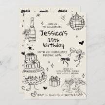Hand Drawn Adult Handwritten Scribble Birthday 
