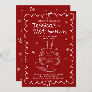 Hand Drawn Adult Scribble Birthday  Invitation