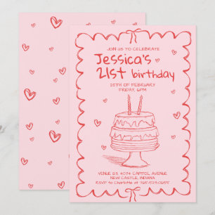 Hand Drawn Adult Scribble Birthday  Invitation