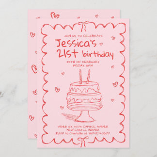 Hand Drawn Adult Scribble Birthday  Invitation