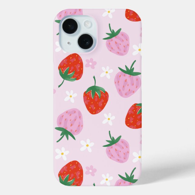 Hand-Drawn Aesthetic Strawberry Seamless Pattern Case-Mate iPhone Case (Back)
