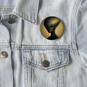 Hand Drawn Alien Portrait 6 Cm Round Badge