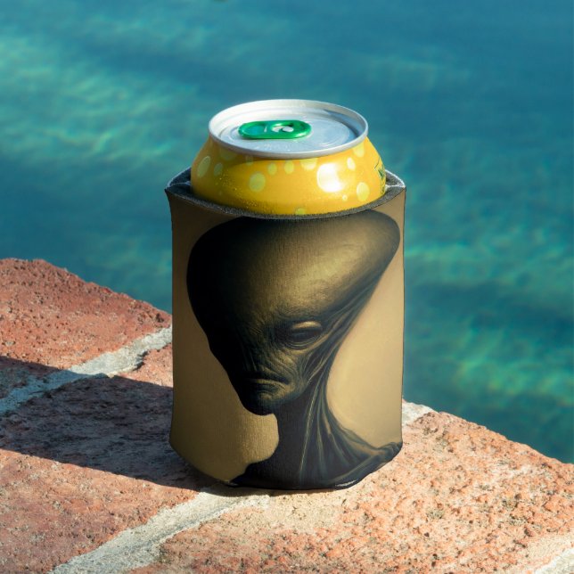 Hand Drawn Alien Portrait  Can Cooler (In Situ Pool)