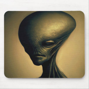 Hand Drawn Alien Portrait  Mouse Mat