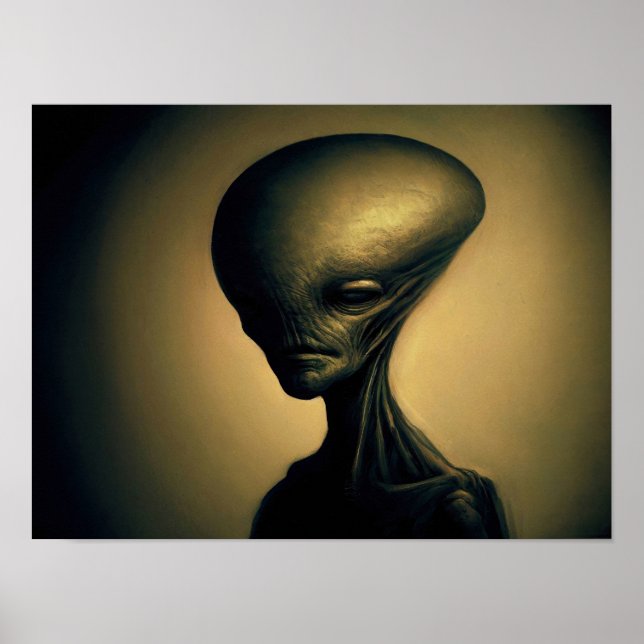 Hand Drawn Alien Portrait  Poster (Front)