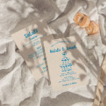 Hand Drawn All In One Blue Champagne Tower Wedding Invitation<br><div class="desc">This wedding invitation is perfect for your wedding if you are looking for an elegant unique and easy editable invitation .An elegant unique simple minimalist blue all in one wedding template invitation. Which features plain creamy milky background on the front and hand drawn quirky champagne tower. And Marseille blue hand...</div>