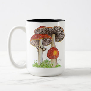 Hand Drawn Amanita Muscaria Two-Tone Coffee Mug