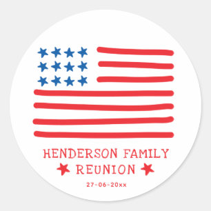 Hand Drawn American Flag - Family Reunion Classic Round Sticker