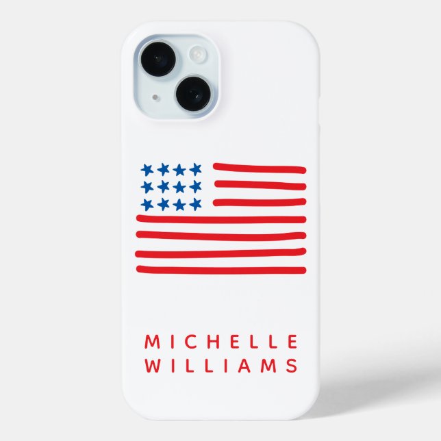 Hand Drawn American Flag | Personalised Case-Mate iPhone Case (Back)