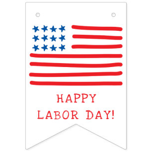Hand Drawn American Flag & Stars - Labour Day