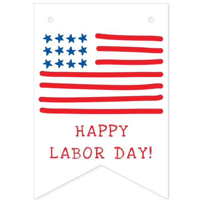 Hand Drawn American Flag & Stars - Labour Day (Second Flag)