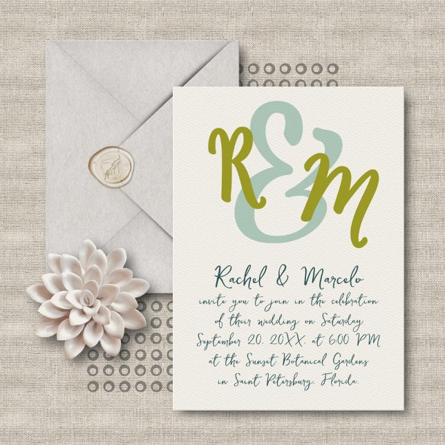 Hand Drawn Ampersand Initials Wedding Invitation (Creator Uploaded)
