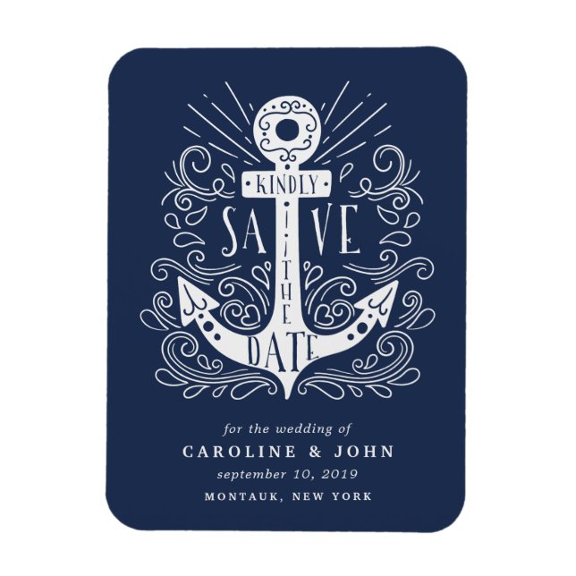 Hand Drawn Anchor Save the Date Magnet (Vertical)