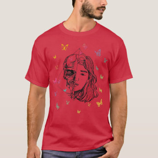 Hand Drawn Anime Skelita with Butterflies Premium T-Shirt