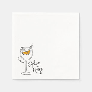 Hand Drawn Aperol Spritz Cocktail   Napkin