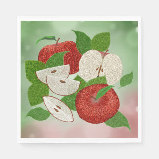 Hand-Drawn Apple Napkins – Rustic Charm Tableware