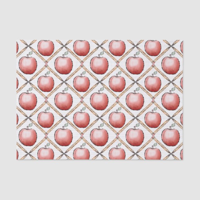 Hand-Drawn Apple & Pencil For teachers Tissue Paper (Front)