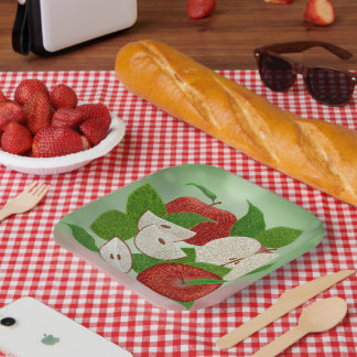 Hand-Drawn Apple Plates – Rustic Modern