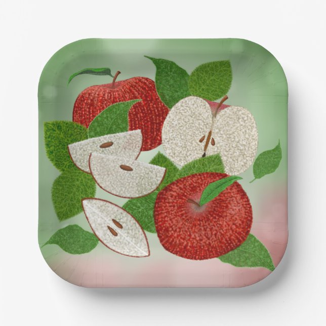 Hand-Drawn Apple Plates – Rustic Modern (Front)