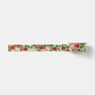 Hand-Drawn Apple Ribbon – Rustic Modern Satin Ribbon