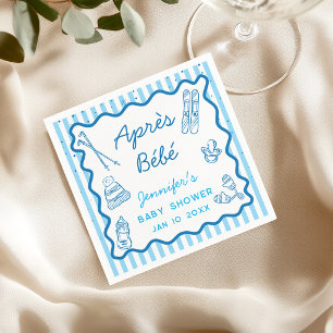 Hand Drawn Apres Bebe Apres Ski Boy Baby Shower Napkin
