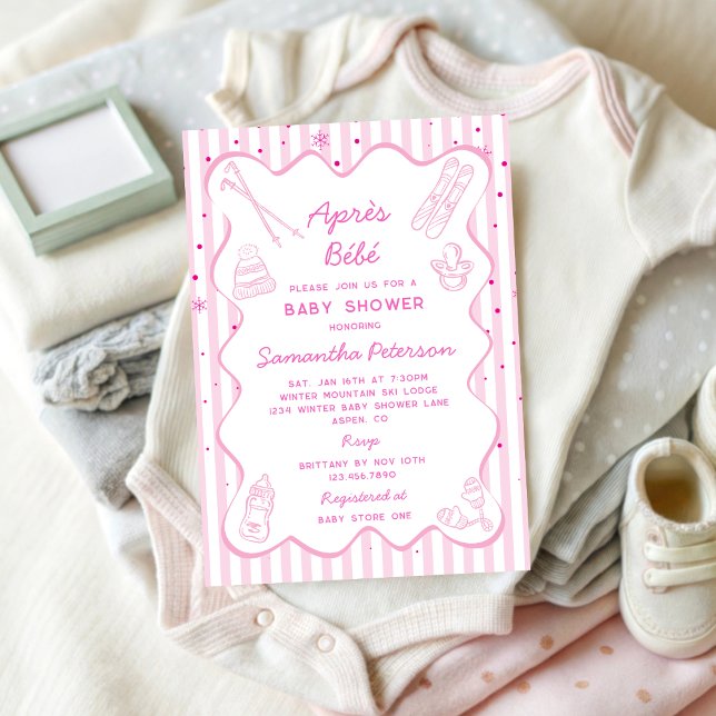 Hand Drawn Apres Bebe Apres Ski Girl Baby Shower Invitation (Creator Uploaded)
