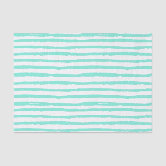 Hand Drawn Aqua Stripes Tissue Paper (Front)