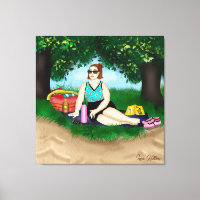 Hand drawn Art | Woman Relaxing at Beach