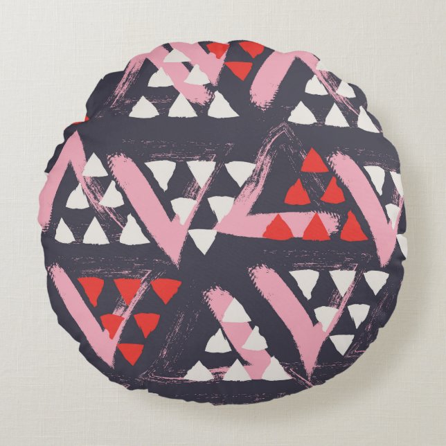Hand-Drawn Artistic Pattern Display Round Cushion (Front)