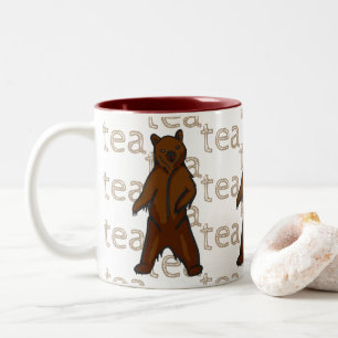 Hand-drawn Artistic Wild Grizzly Brown Bear Two-Tone Coffee Mug