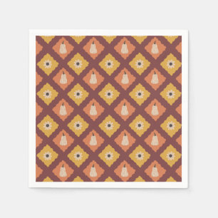 Hand Drawn Autumn Diamond Pattern Paper Napkins