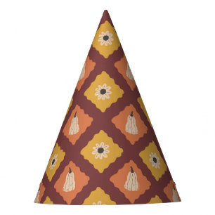 Hand Drawn Autumn Diamond Pattern Party Hat