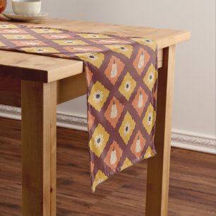 Hand Drawn Autumn Diamond Pattern Table Runner