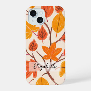 Hand Drawn Autumn Fall Leaves iPhone 15 Case