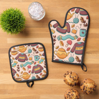Hand Drawn Autumn for Dad in Father's Day Oven Mitt & Pot Holder Set