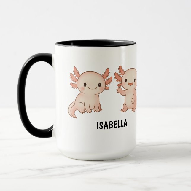 Hand Drawn Axolotl Custom Cute Mug (Left)