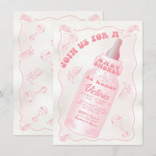 Hand Drawn Baby Bottle Baby Shower Invitation