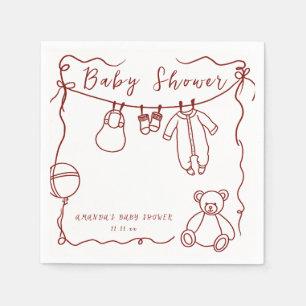 Hand drawn baby clothes baby shower napkin
