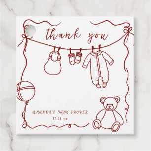 Hand drawn baby clothes baby shower thank you favour tags