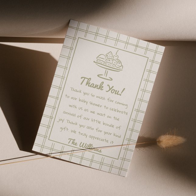 Hand Drawn Baby In The Oven Bread Baby Shower Thank You Card (Creator Uploaded)
