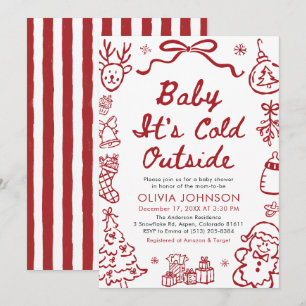 Hand Drawn Baby It's Cold Outside Baby Shower Invitation